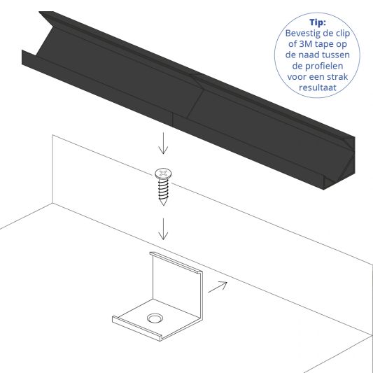 3 meter ledstrip hoekprofiel Basic Line zwart breed - Compleet met afdekkap