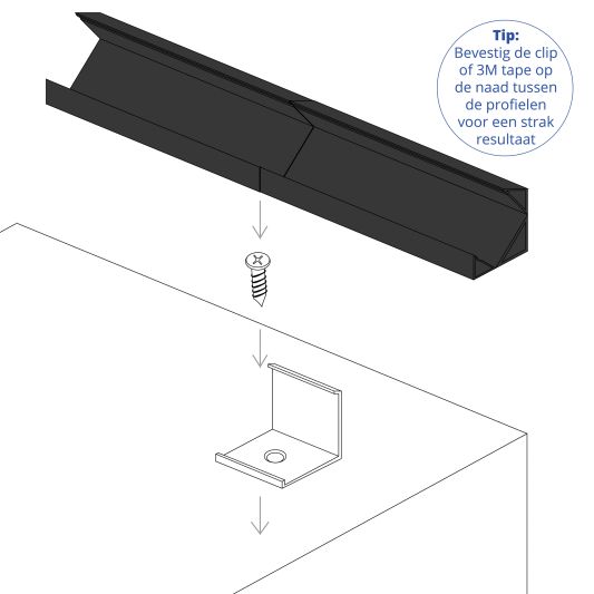 3 meter ledstrip hoekprofiel Basic Line zwart breed - Compleet met afdekkap
