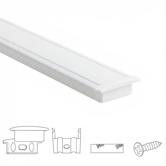 Aluminium ledstrip profiel wit inbouw 1M Slim Line - 7 mm hoog - Compleet met afdekkap