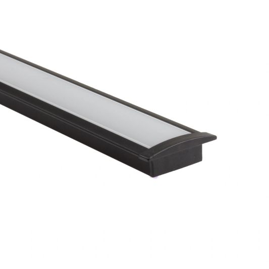Aluminium ledstrip profiel zwart inbouw 3M Slim Line - 7 mm hoog - Compleet met afdekkap