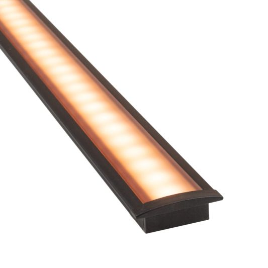 Aluminium ledstrip profiel zwart inbouw 2M Slim Line - 7 mm hoog - Compleet met afdekkap