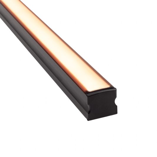 Aluminium ledstrip profiel zwart opbouw 1M - 15 mm hoog - compleet met afdekkap