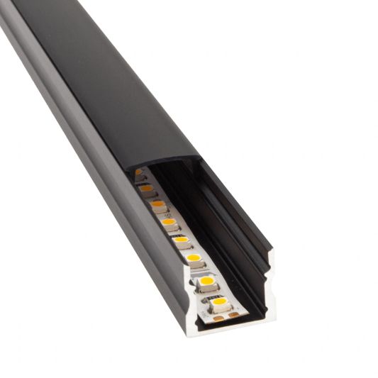 Aluminium ledstrip profiel zwart opbouw 2M - 15 mm hoog - compleet met afdekkap
