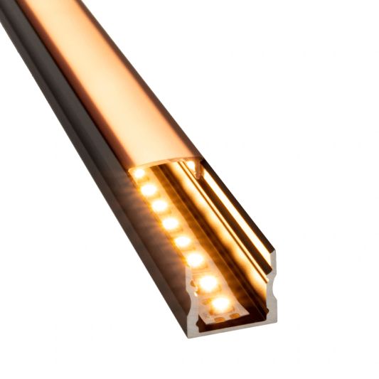 Aluminium ledstrip profiel zwart opbouw 3M - 15 mm hoog - compleet met afdekkap