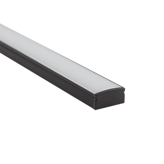 Aluminium ledstrip profiel zwart opbouw 4M - 7 mm hoog - compleet met afdekkap