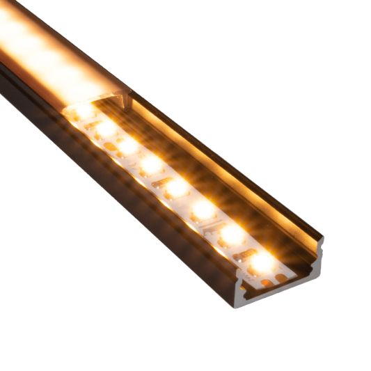 Aluminium ledstrip profiel zwart opbouw 3M - 7 mm hoog - compleet met afdekkap