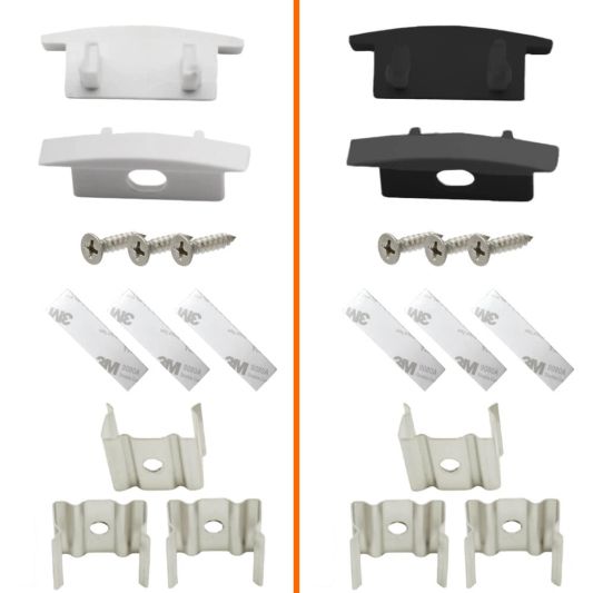 Eindkapjes en beugeltjes voor profiel inbouw laag