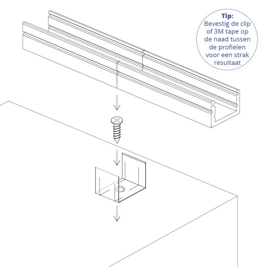 Led profiel 1 meter opbouw breed 19 mm rechte afdekkap