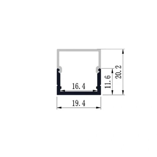 Led profiel 1 meter opbouw breed 19 mm rechte afdekkap