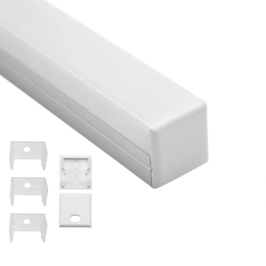 Led profiel 1 meter opbouw breed 19 mm rechte afdekkap