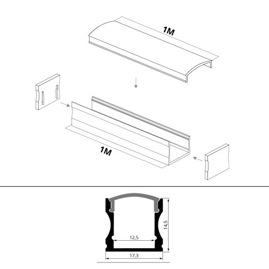 Led profiel 1 meter opbouw hoog 15 mm slim line