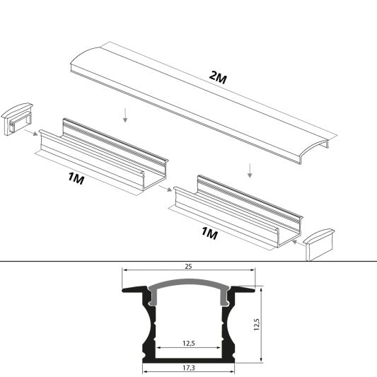 Led profiel 2 meter inbouw hoog 15 mm slim line
