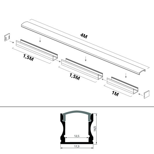 Led profiel 4 meter opbouw hoog 15 mm slim line