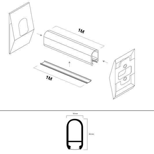 Led profiel garderobe kast verlichting 1 meter