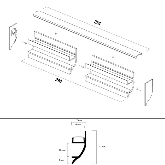 Led profiel up light muur profiel 2 meter