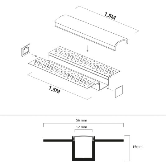 Led stuc profiel smal 1,5 meter