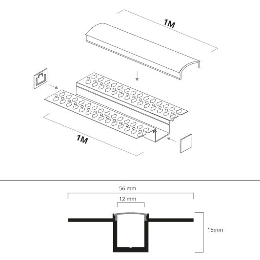 Led stuc profiel smal 1 meter