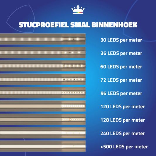 Led tegel profiel / led stuc profiel binnenhoek smal 1 meter