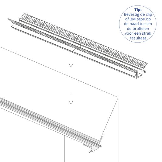 Led tegel profiel / led stuc profiel binnenhoek smal 1,5 meter