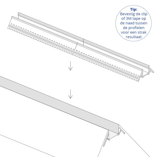 Led tegel profiel / led stuc profiel buitenhoek smal 1,5 meter