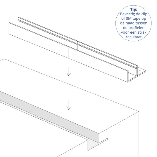 Led tegel profiel / led stuc profiel smal - Stucstop - 3 meter