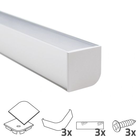 Ledstrip hoekprofiel 1,5 meter rechte afdekkap breed 30 mm