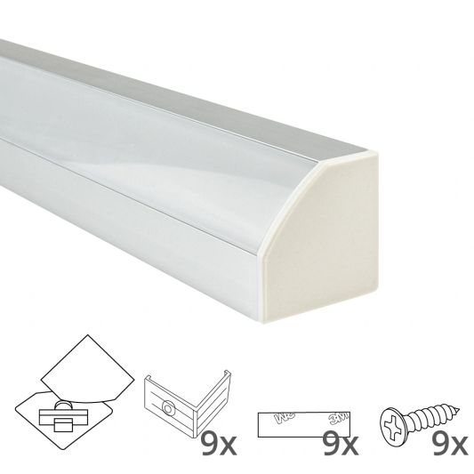 Ledstrip hoekprofiel 4 meter Basic line - compleet inclusief afdekkap