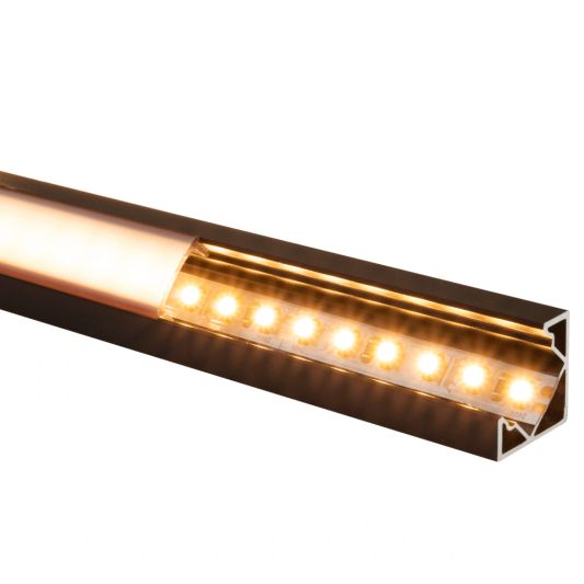 Ledstrip hoekprofiel zwart - Slim line - compleet inclusief afdekkap 1 meter
