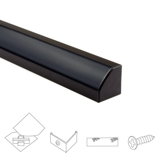Ledstrip hoekprofiel zwart - Slim line - compleet inclusief afdekkap 2 meter