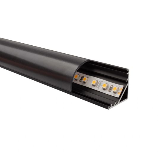 Ledstrip profiel hoek in zwart - Slim line - compleet inclusief afdekkap 1 meter