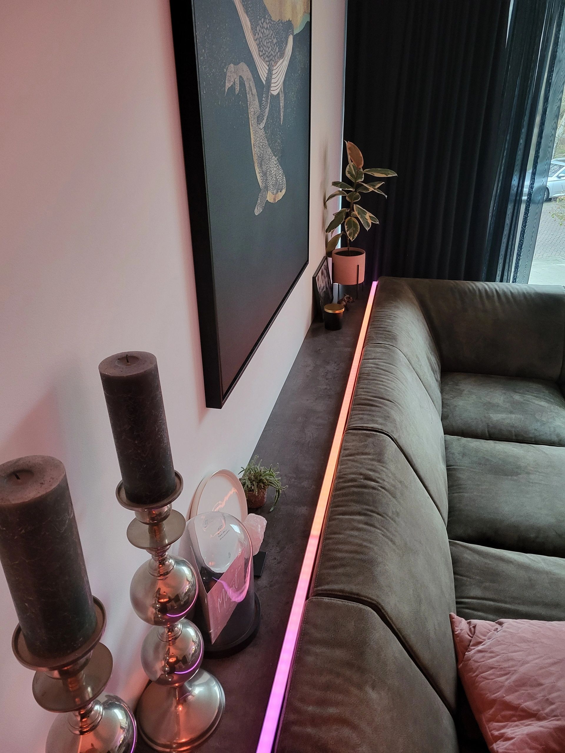 3 meter ledstrip profiel Basic Line zwart opbouw - breed en hoog - compleet met afdekkap